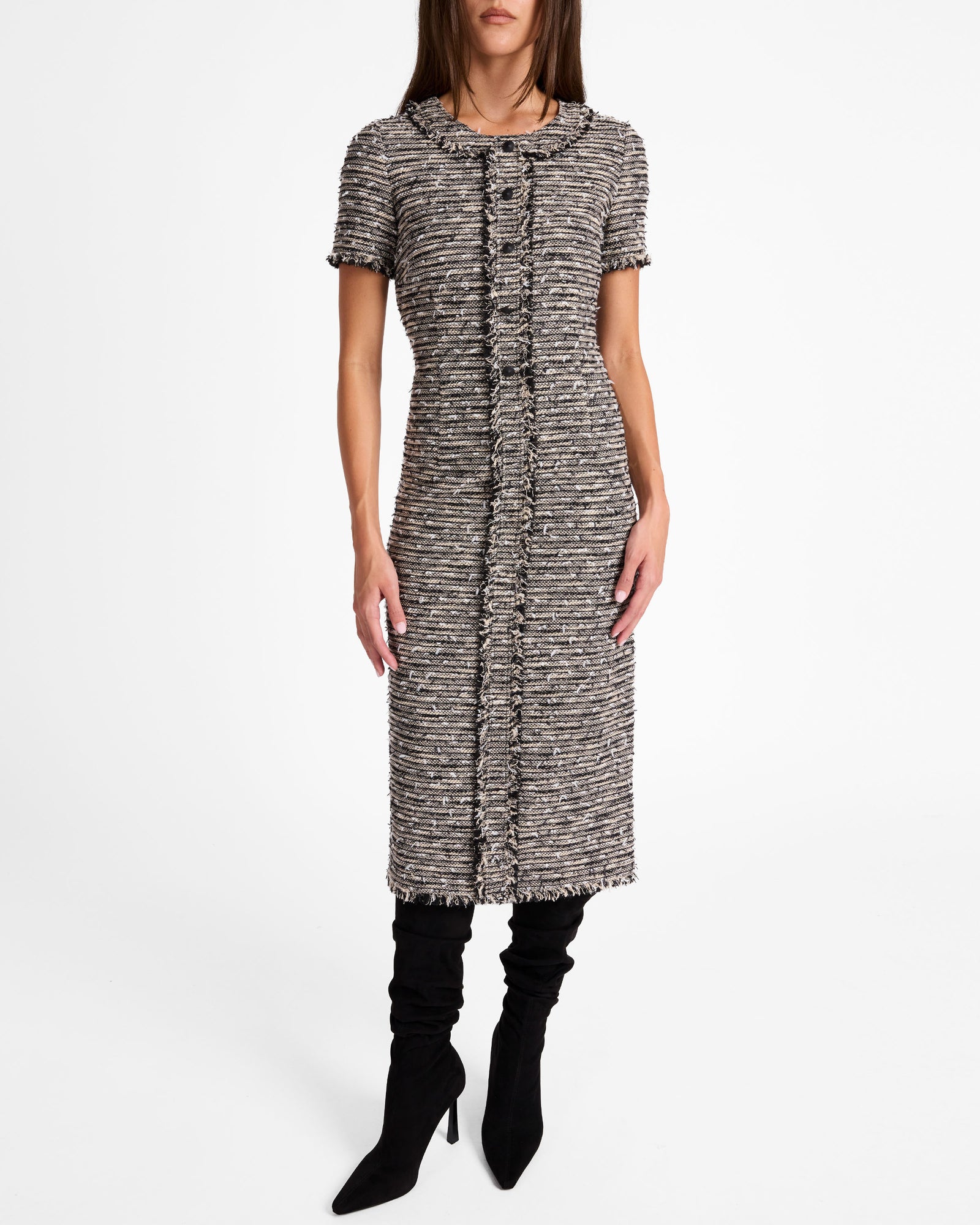 CASS Midi Sheath Dress in Modern Tweed – Santorelli