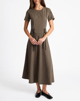 OCTAVIA Short Sleeve Dress with Leather Lacing Detail