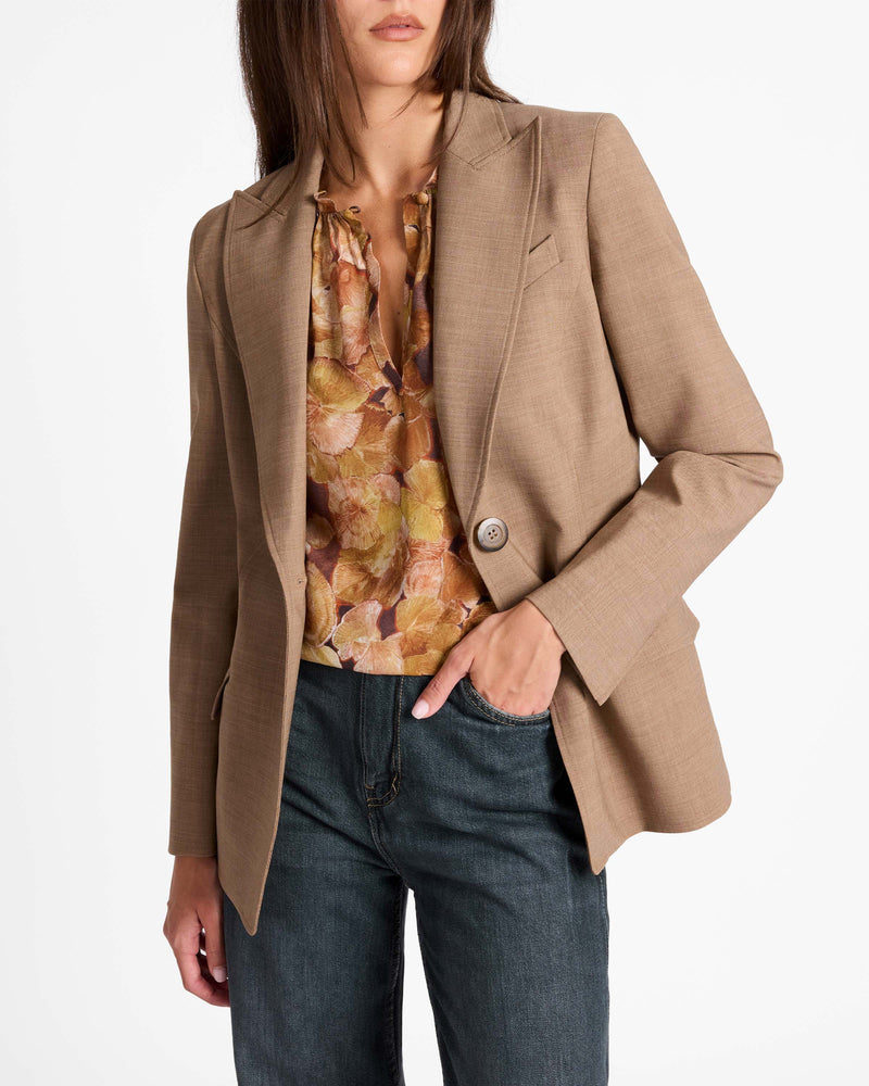 SKYLA Long Sleeve Ruffle Blouse in Floral Crepe