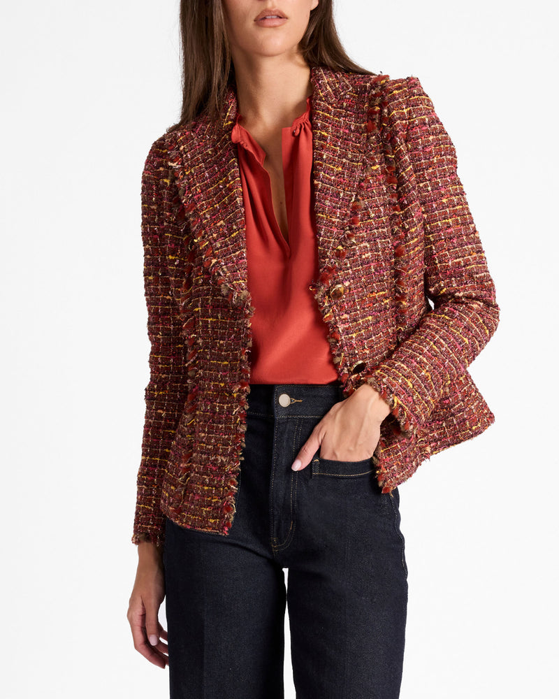 SKYLA Long Sleeve Ruffle Blouse in Silk Crepe de Chine