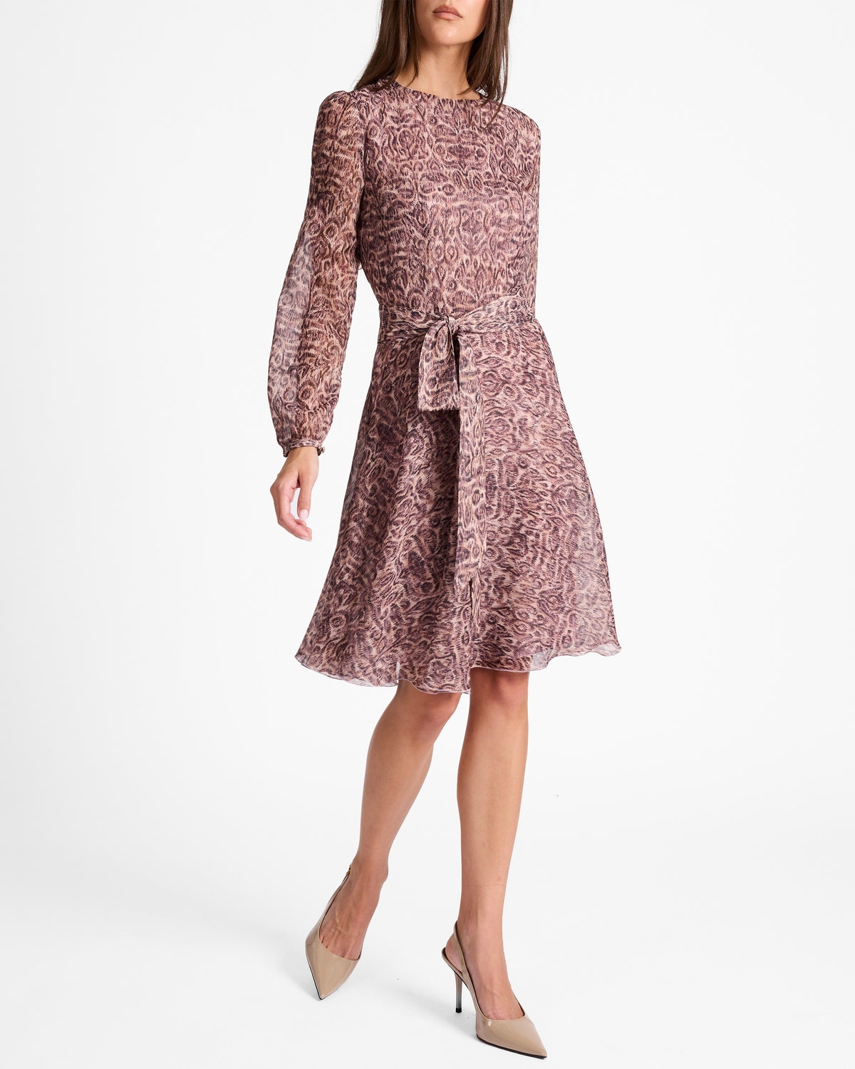 ROVELA Long Sleeve Fit and Flare Dress in Paisley Printed