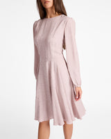 ROVELA Long Sleeve Fit and Flared Dress in Tonal Floral Jacquard