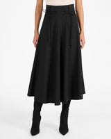 ASTER Full Midi Skirt with Leather Lacing Detail