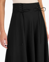 ASTER Full Midi Skirt with Leather Lacing Detail