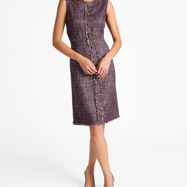 LAURA Sleeveless Sheath Dress in Lightweight Tweed – Santorelli