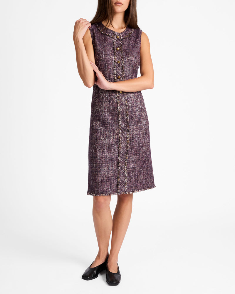 LAURA Sleeveless Sheath Dress in Lightweight Tweed