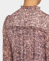 AMAL Long Sleeve Fit and Flare Midi Dress in Printed Georgette