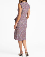 CAMI Sleeveless Sheath Dress with Skirt Ruffle in Luxury Tweed