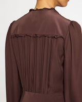 AMAL Silk Long Sleeve Fit and Flare Midi Dress