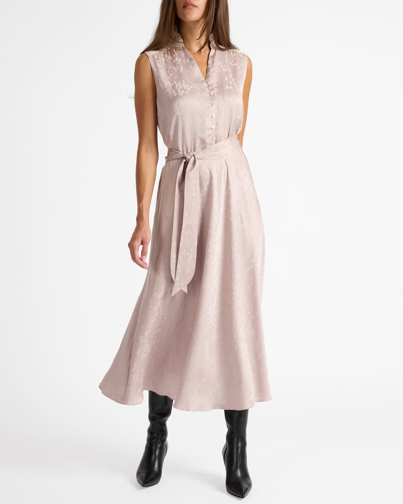 NIRVA Sleeveless Dress in Tonal Floral Jacquard