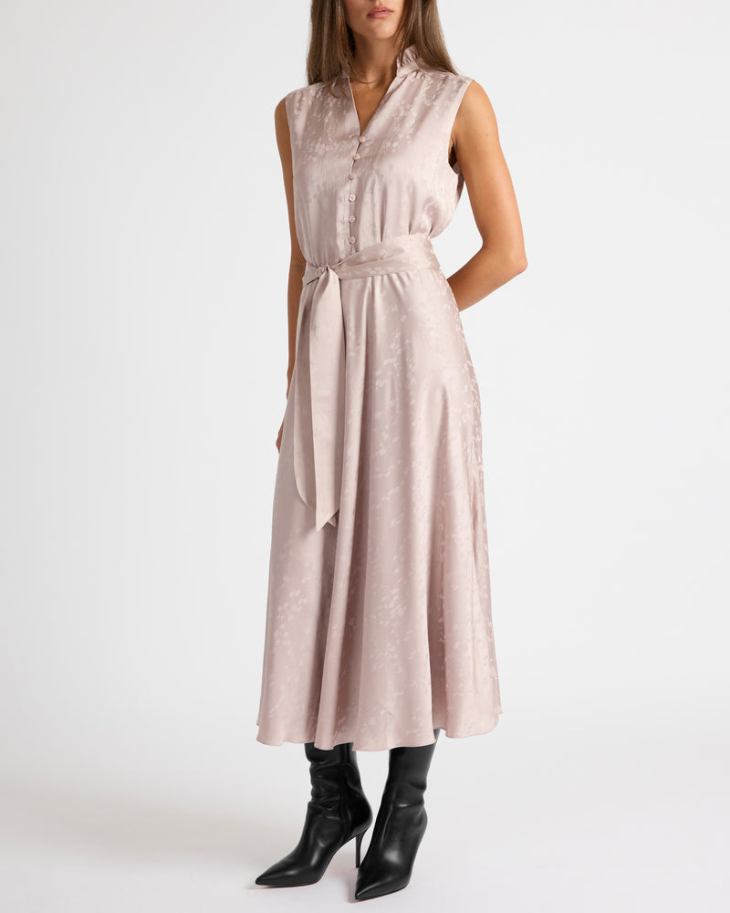 NIRVA Sleeveless Dress in Tonal Floral Jacquard