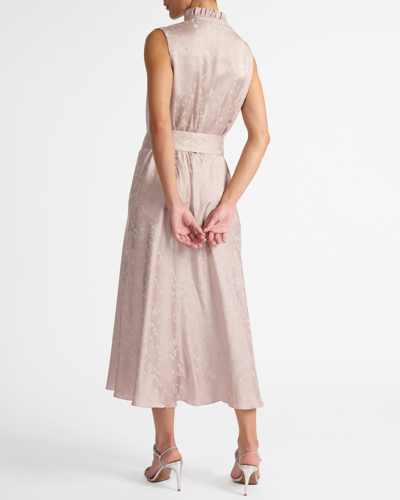 NIRVA Sleeveless Dress in Tonal Floral Jacquard