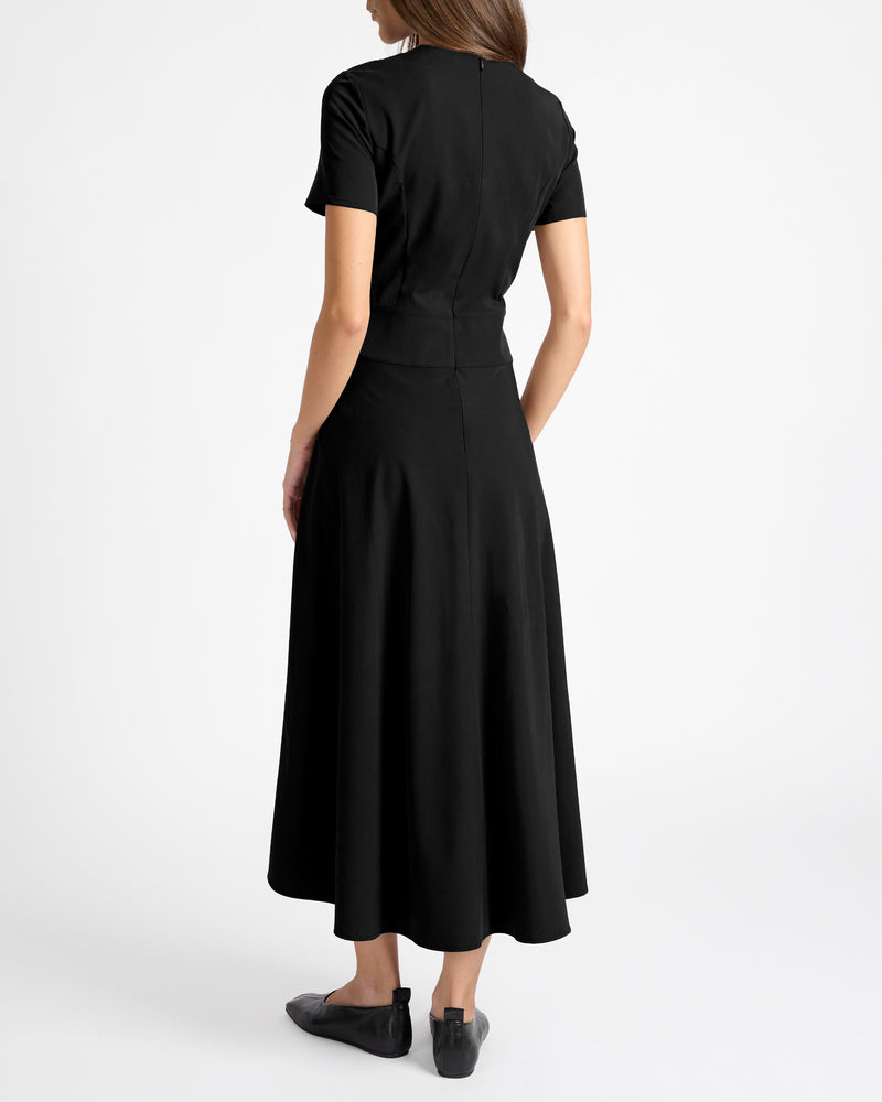 OCTAVIA Short Sleeve Dress with Leather Lacing Detail