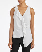 TYRA Sleeveless Top with Asymmetric Ruffles