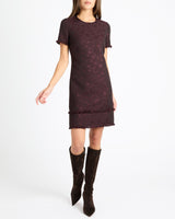 MELANIA Short Sleeve Shift Dress in Tonal Jacquard
