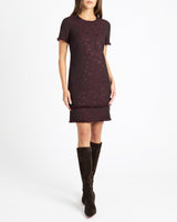 MELANIA Short Sleeve Shift Dress in Tonal Jacquard