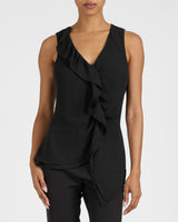 TYRA Sleeveless Top with Asymmetric Ruffles