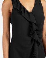 TYRA Sleeveless Top with Asymmetric Ruffles