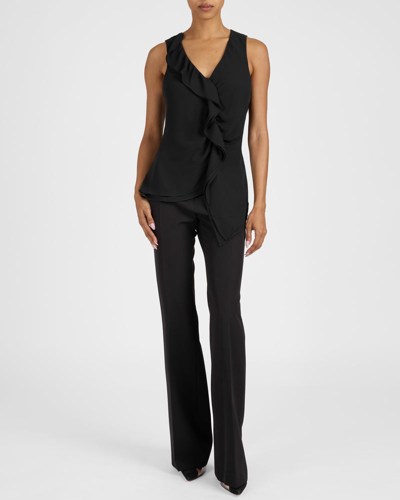 TYRA Sleeveless Top with Asymmetric Ruffles