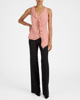TYRA Sleeveless Top with Asymmetric Ruffles