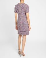 MELANIA Short Sleeve Shift Dress in Luxury Tweed