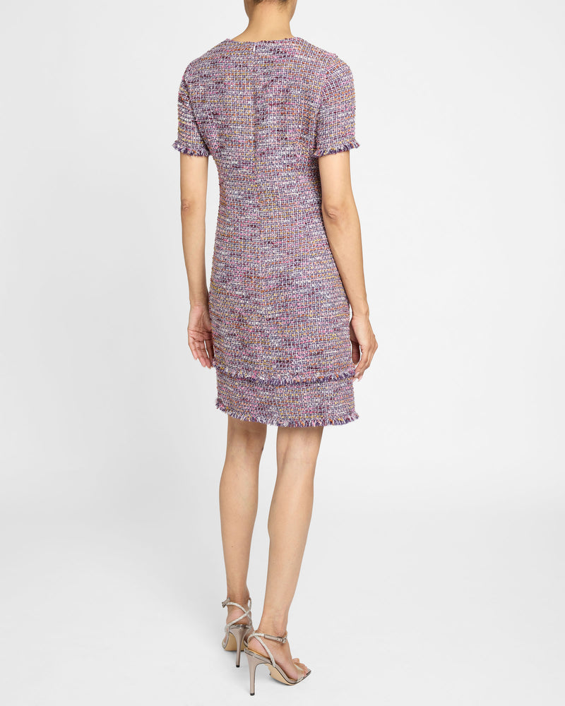 MELANIA Short Sleeve Shift Dress in Luxury Tweed