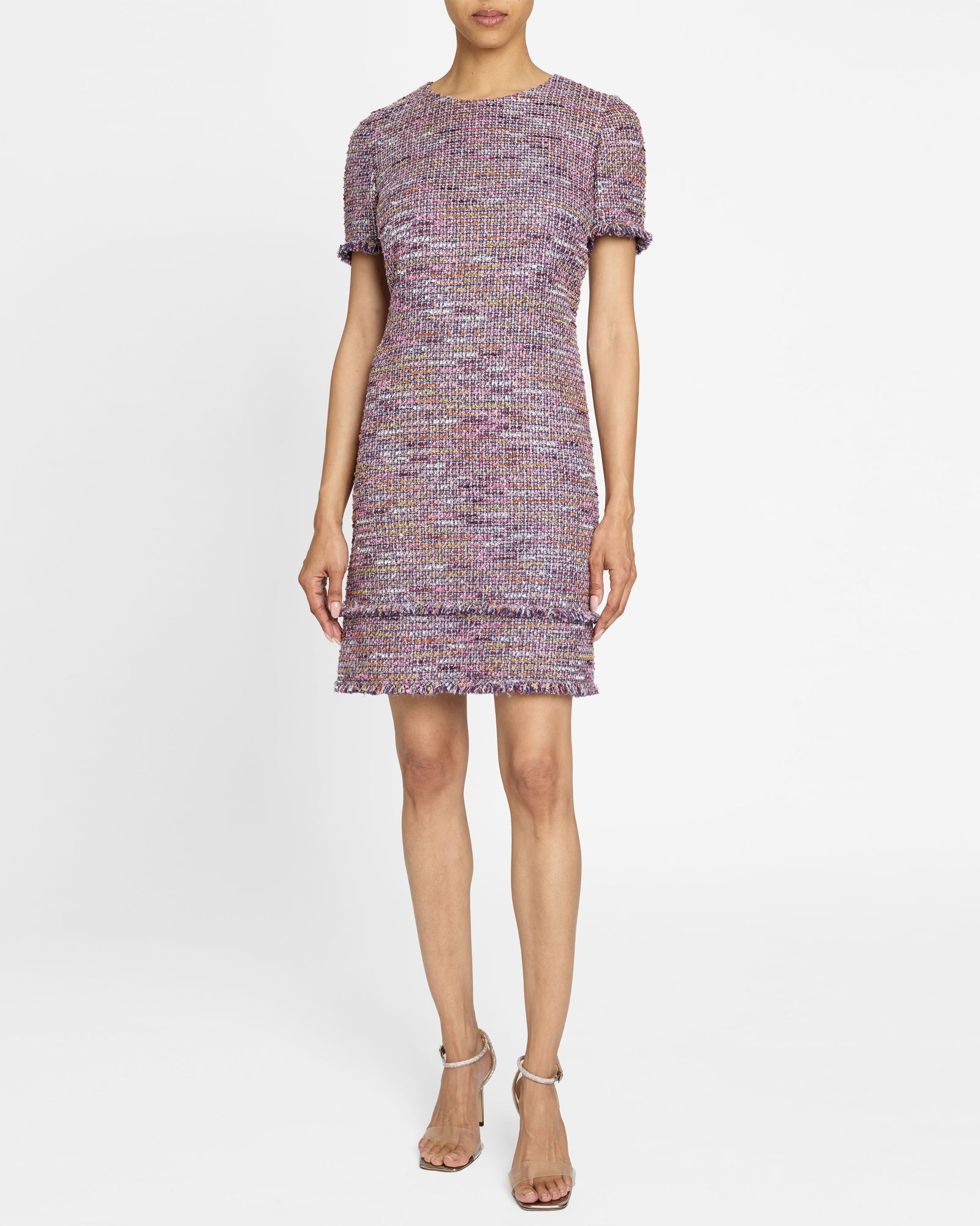MELANIA Short Sleeve Shift Dress in Luxury Tweed – Santorelli
