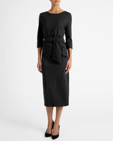 TRINITY Midi Sheath Dress in Viscose Blend Stretch Punto Milano