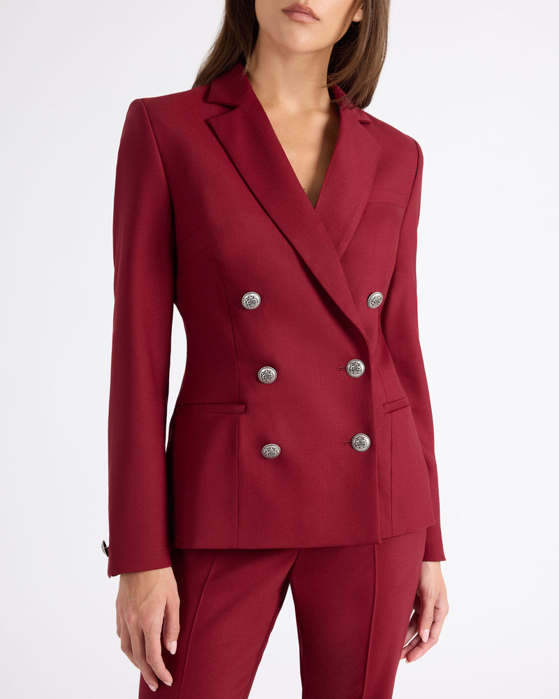 QUINN Double Breasted Jacket in Lightweight Virgin Wool Stretch