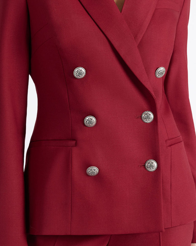 QUINN Double Breasted Jacket in Lightweight Virgin Wool Stretch