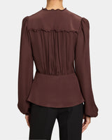 LANA Long Sleeve Silk Ruffle Top