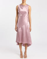 WYNN Sleeveless Midi Sheath Dress in Silk Charmeuse