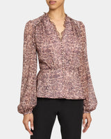 LANA Long Sleeve Ruffle Top in Paisley Printed Georgette