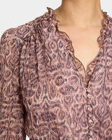 LANA Long Sleeve Ruffle Top in Paisley Printed Georgette