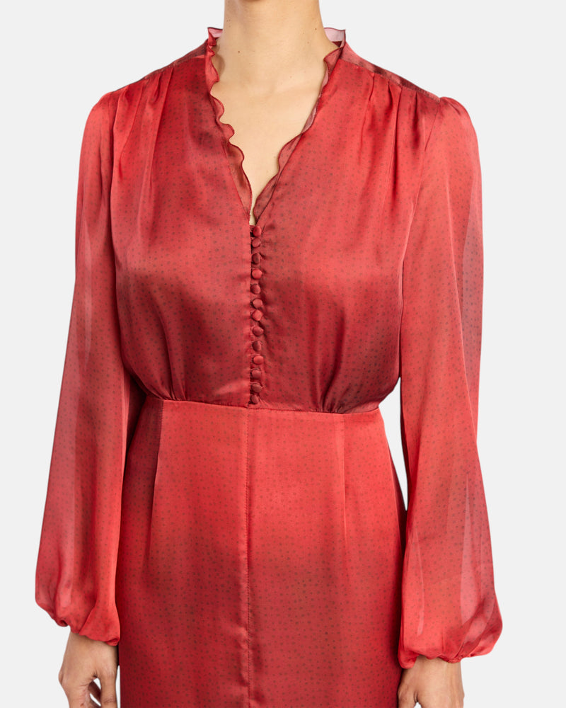 COCO Midi Dress in Ombre Polka Dot Printed Georgette