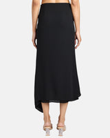 HARLEY Midi Skirt with Asymmetrical Ruffle in Fluid Crepe