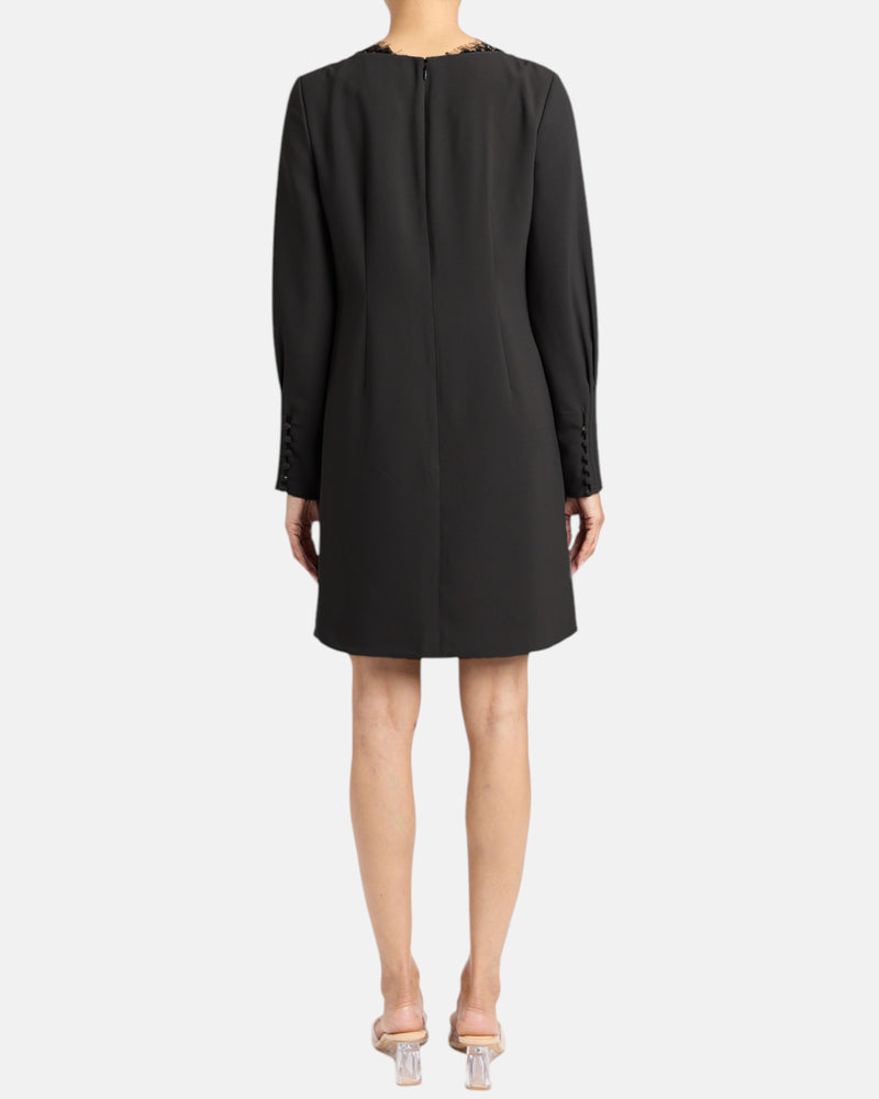 NOELLA Shift Dress with Lace Detail in Soft Crepe