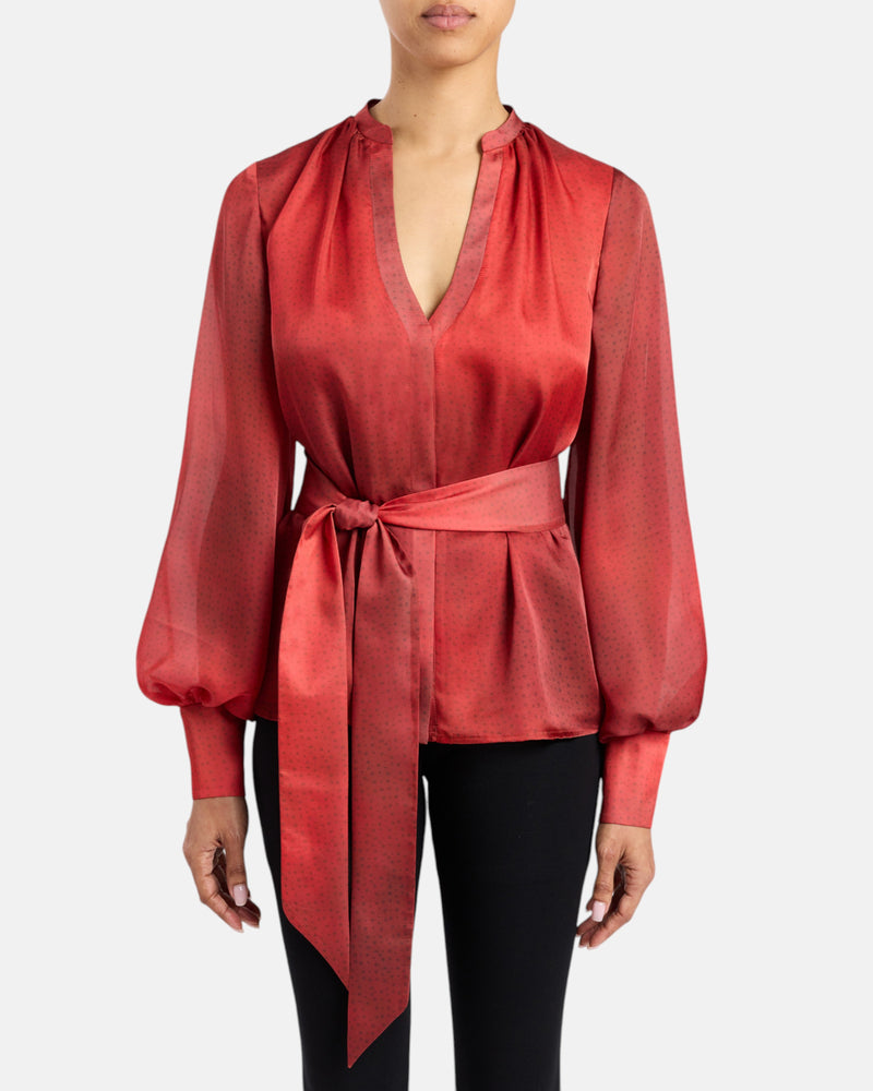 WILLOW Buttoned Blouse in Ombre Polka Dot Print