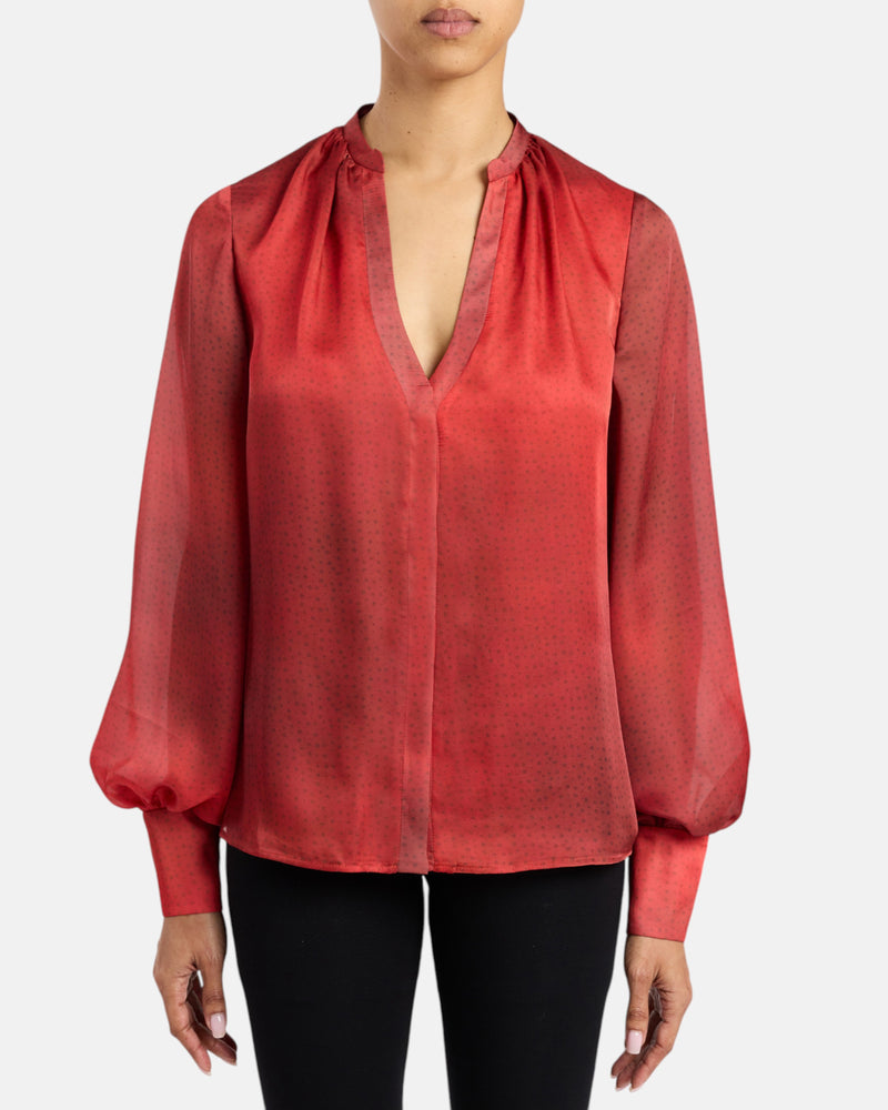 WILLOW Buttoned Blouse in Ombre Polka Dot Print