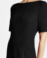 INEZ Short Sleeve Midi A Line Dress in Soft Stretch Crepe