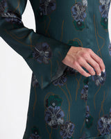 DRAKE Long Sleeve Printed Shift Dress with Ruffled Skirt