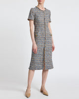 NISHA Short Sleeve Midi Sheath Tweed Dress