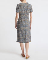 NISHA Short Sleeve Midi Sheath Tweed Dress