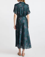 SABRINA Short Sleeve Tie Neck Midi Dress