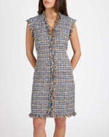 TUSCANY Cap Sleeve V-Neck Sheath Tweed Dress