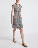 TUSCANY Cap Sleeve V-Neck Sheath Tweed Dress