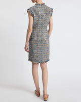 TUSCANY Cap Sleeve V-Neck Sheath Tweed Dress