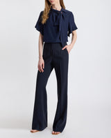 ATHENA Silk Blouse with Short Flutter-Sleeves