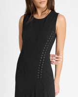 KYLIE Sleeveless Asymmetric Midi Crepe Dress