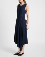 KYLIE Sleeveless Asymmetric Midi Crepe Dress